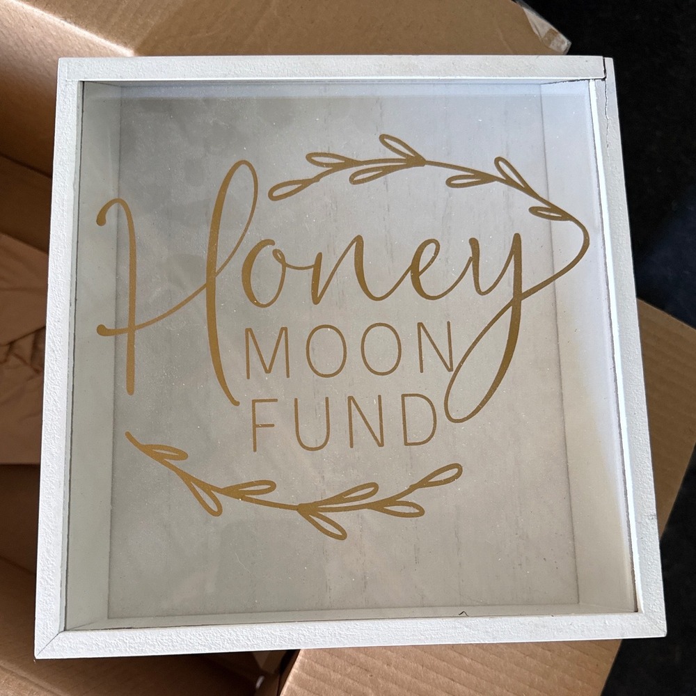 Studio His & Hers Honeymoon Fund Box Wedding Decor White Good